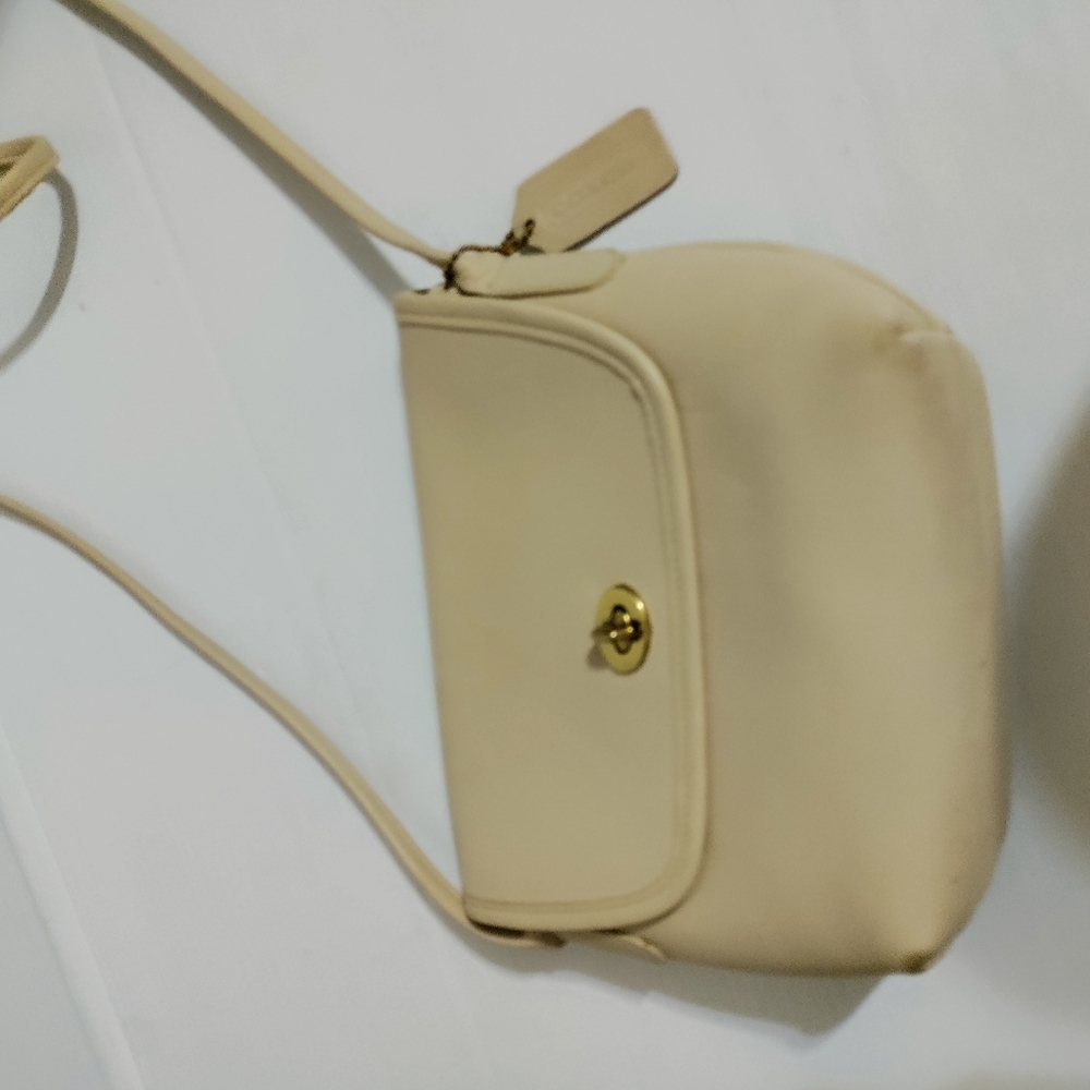 Vintage Coach Quincy Crossbody Bag Cream Leather Toggle Purse - Picture 5 of 16